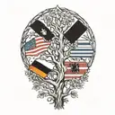 Incorporate the flags of USA and Germany into a tree design, symbolizing your love for both countries tattoo design idea