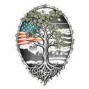 Incorporate the flags of USA and Germany into a tree design, symbolizing your love for both countries tattoo design idea