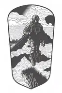 U.S. army Soldier silhouette with 82nd Airborne troops emblem tattoo design idea