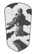U.S. army Soldier silhouette with 82nd Airborne troops emblem tattoo design idea