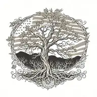 Create a tattoo of a tree with roots shaped like the USA and branches like the German flag, showcasing your dual heritage tattoo design idea