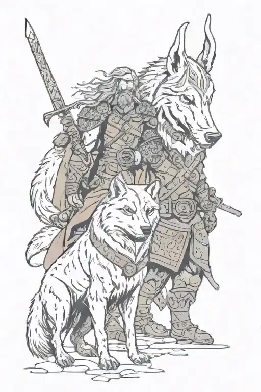vikings and wolfs tattoo design idea