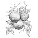 vertical height etching style lemons on vines tattoo design idea