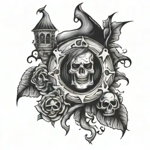 scary nightmare suicide live for ever tattoo design idea