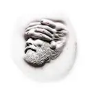 man carving himself from stone with help of second man tattoo design idea