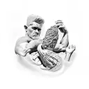 man carving himself from stone with help of second man tattoo design idea