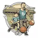 Father and son with a football stadium Picture tattoo design idea