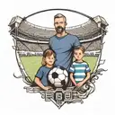 Father and son with a football stadium Picture tattoo design idea