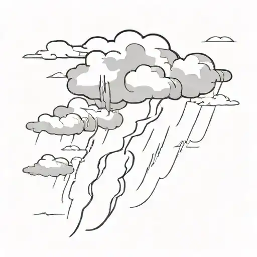 A minimalist sketch of a thunderstorm symbolizing wild passion tattoo design idea