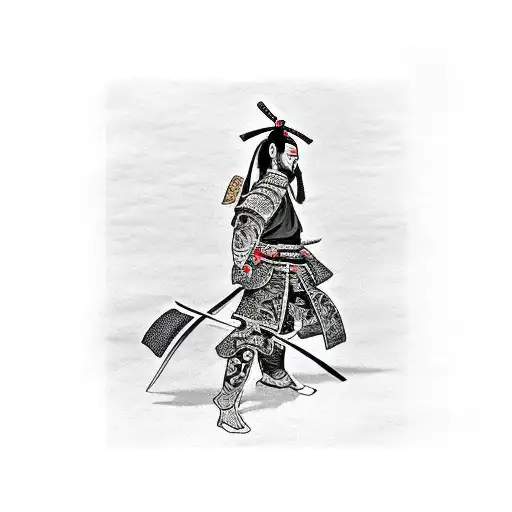 una espada atravesando un samurai tattoo design idea