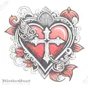heart with heartbeat and cross tattoo design idea