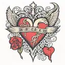 heart with heartbeat and cross tattoo design idea