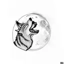 A wolf howling at the moon with a silhouette of Gavrilo Princip in the background tattoo design idea