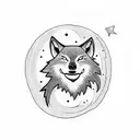 A wolf howling at the moon with a silhouette of Gavrilo Princip in the background tattoo design idea