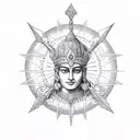 Mahabharat Karna with arrow and sun tattoo design idea
