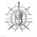 Mahabharat Karna with arrow and sun tattoo design idea