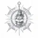 Mahabharat Karna with arrow and sun tattoo design idea