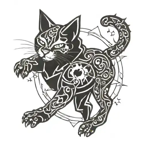 Jojo bizarre adventure dio back star with a cat silhouette in it tattoo design idea