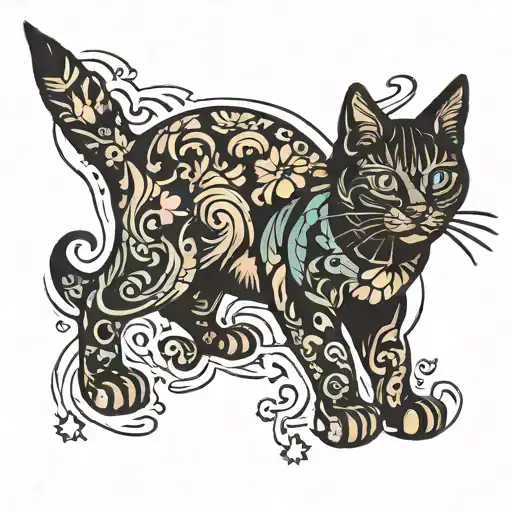 Jojo star birthmark with a cat silhouette in it tattoo design idea