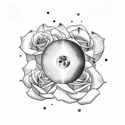 planet venus with roses tattoo design idea