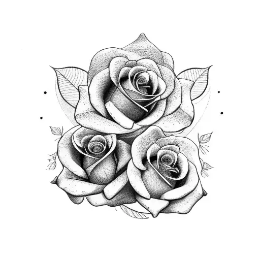 two roses with leaves and venus tattoo design idea