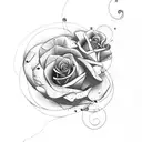 planet venus with roses tattoo design idea