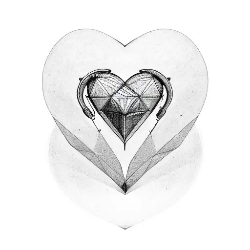 heart with triangle in an infinite 3 triangles tattoo design idea