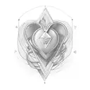 heart with triangle in an infinite 3 triangles tattoo design idea