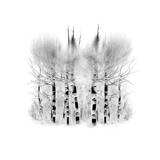 realistic aspen trees tattoo design idea