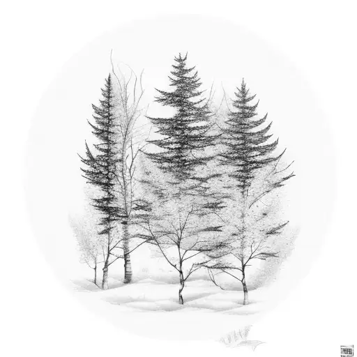 Aspen trees with leaves for a half sleeve tattoo design idea