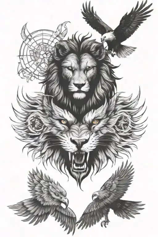 use wolf, lion and eagle eyes for forearm tattoos inspired tattoo design idea