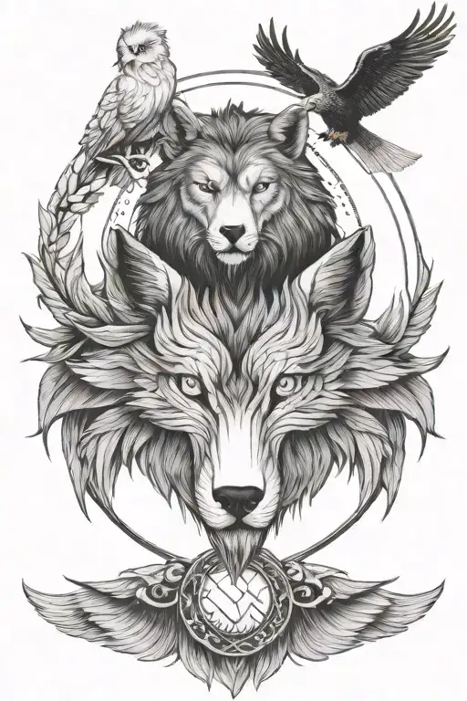 use wolf, lion and eagle eyes for forearm tattoos inspired tattoo design idea