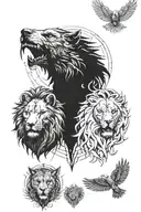use wolf, lion and eagle eyes for forearm tattoos inspired tattoo design idea