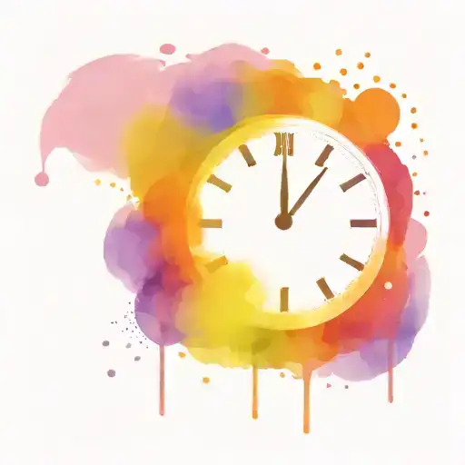a digital clock with the time 15:02:23. The clock should be surrounded by drops of color and sink a little in them tattoo design idea