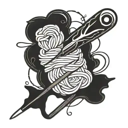 A crochet hook intertwined with a paintbrush and a rolling pin, symbolizing your love for crafting, art, and baking tattoo design idea