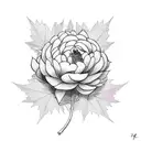 forearm maple leaves and peonies and the name jay in cool cJay in cool c and clouds  tattoo design idea