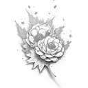forearm maple leaves and peonies and the name jay in cool cJay in cool c and clouds  tattoo design idea