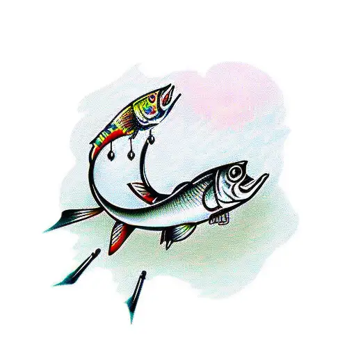 fishing hooks tattoo design idea