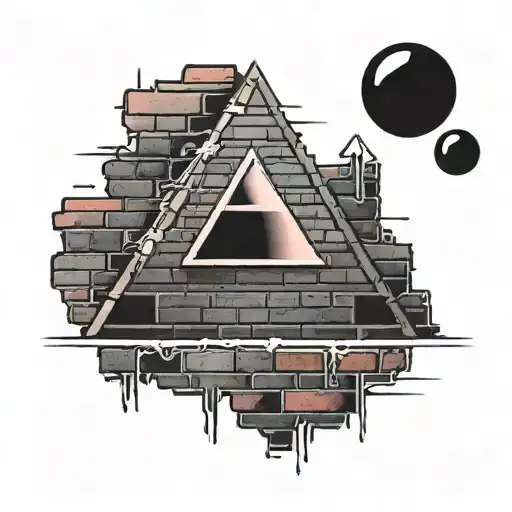 dark side of the moon with brick wall in the background pink floyd tattoo design idea