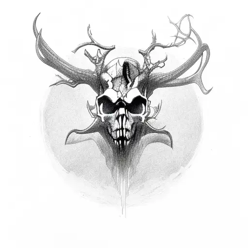 Wendigo skull tattoo design idea