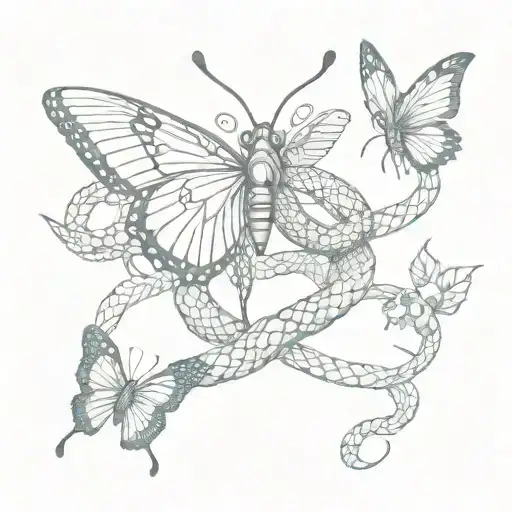 snake and butterfly tattoo design idea