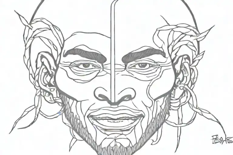Bob Marley Hannya Mask tattoo design idea