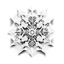 A dotwork tattoo of a snowflake-shaped architectural structure, with a motorcycle parked nearby tattoo design idea