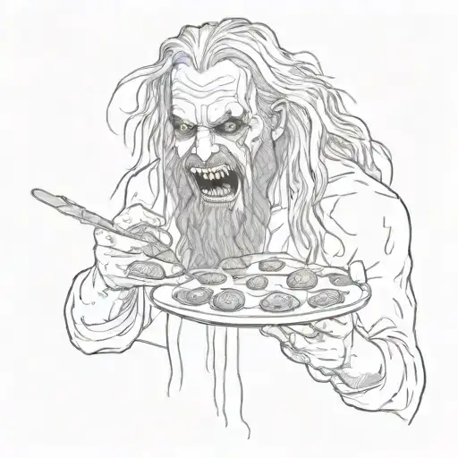 Rob Zombie eating a calzone tattoo design idea