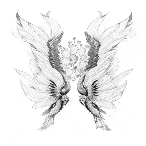 cherry blossom wings  tattoo design idea