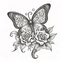 224 in a girly font and a small design tattoo design idea