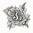 224 in a girly font and a small design tattoo design idea
