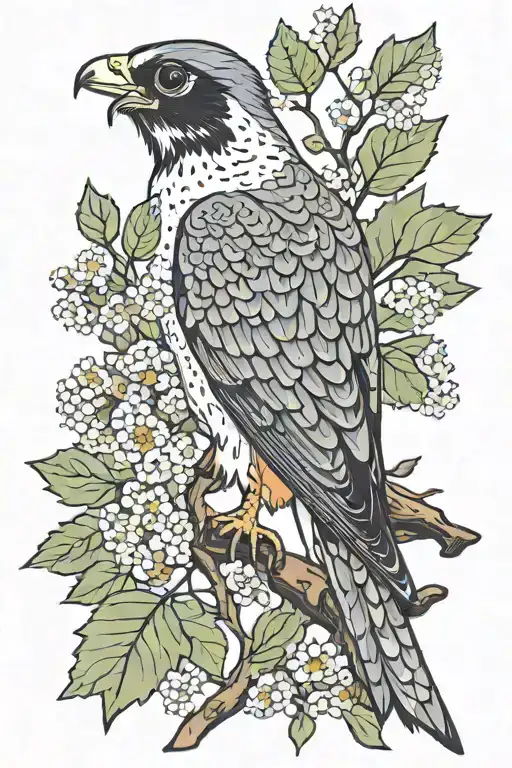 plane tree peregrine bird tattoo design idea