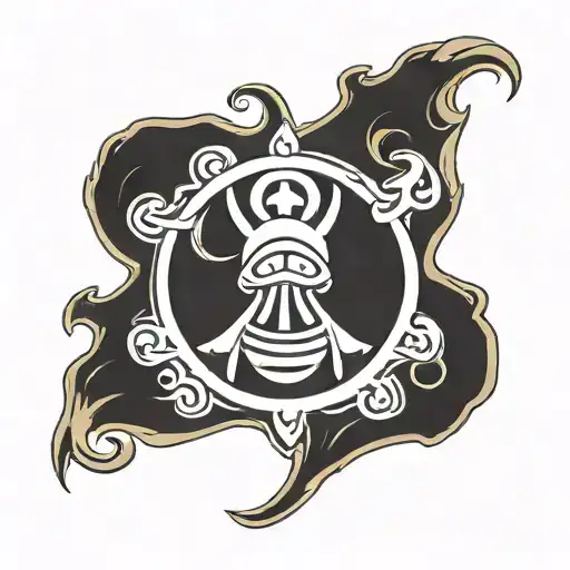 tomoe symbol from eneru (one piece) tattoo design idea