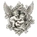 cherubs and clouds surrounding tattoo design idea